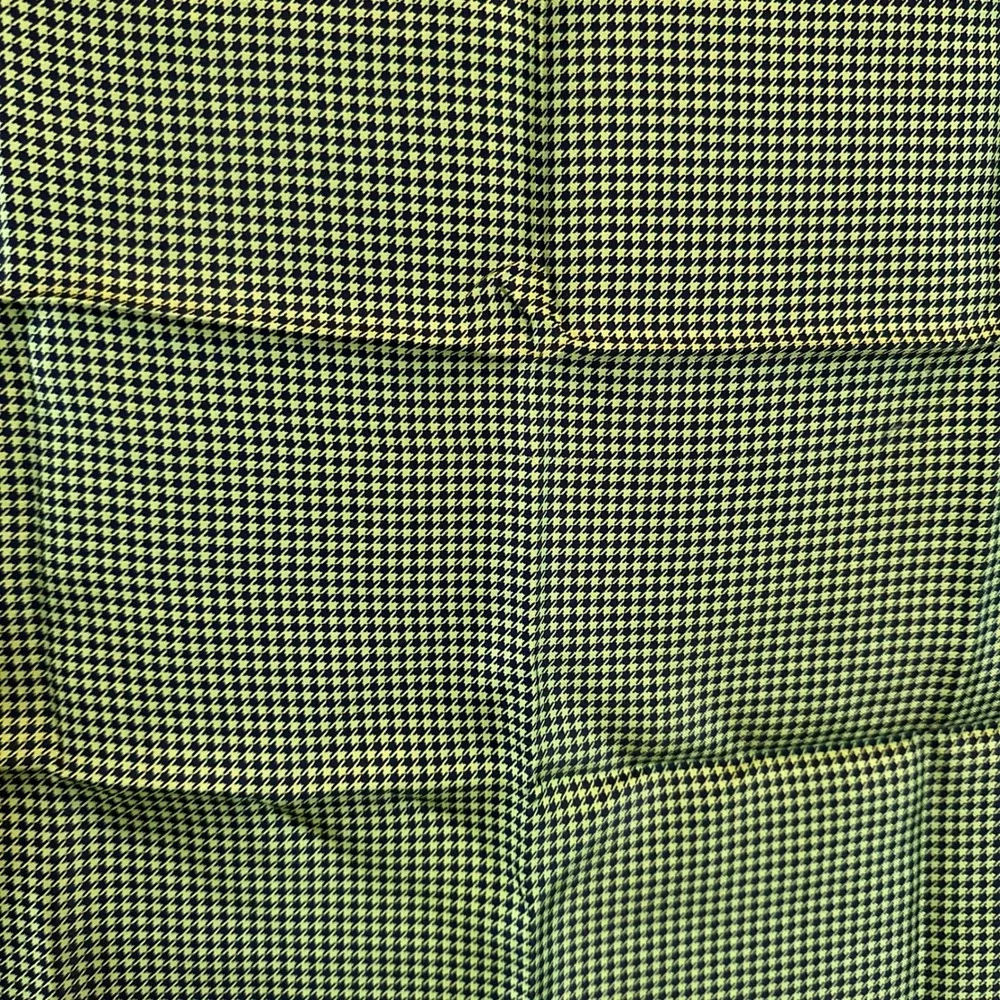 Brooks Brothers Silk Pocket Square Chartreuse Navy Houndstooth Made in England